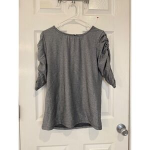The Limited Womens Top Medium Gray Metallic Ruched Sleeve Blouse‎